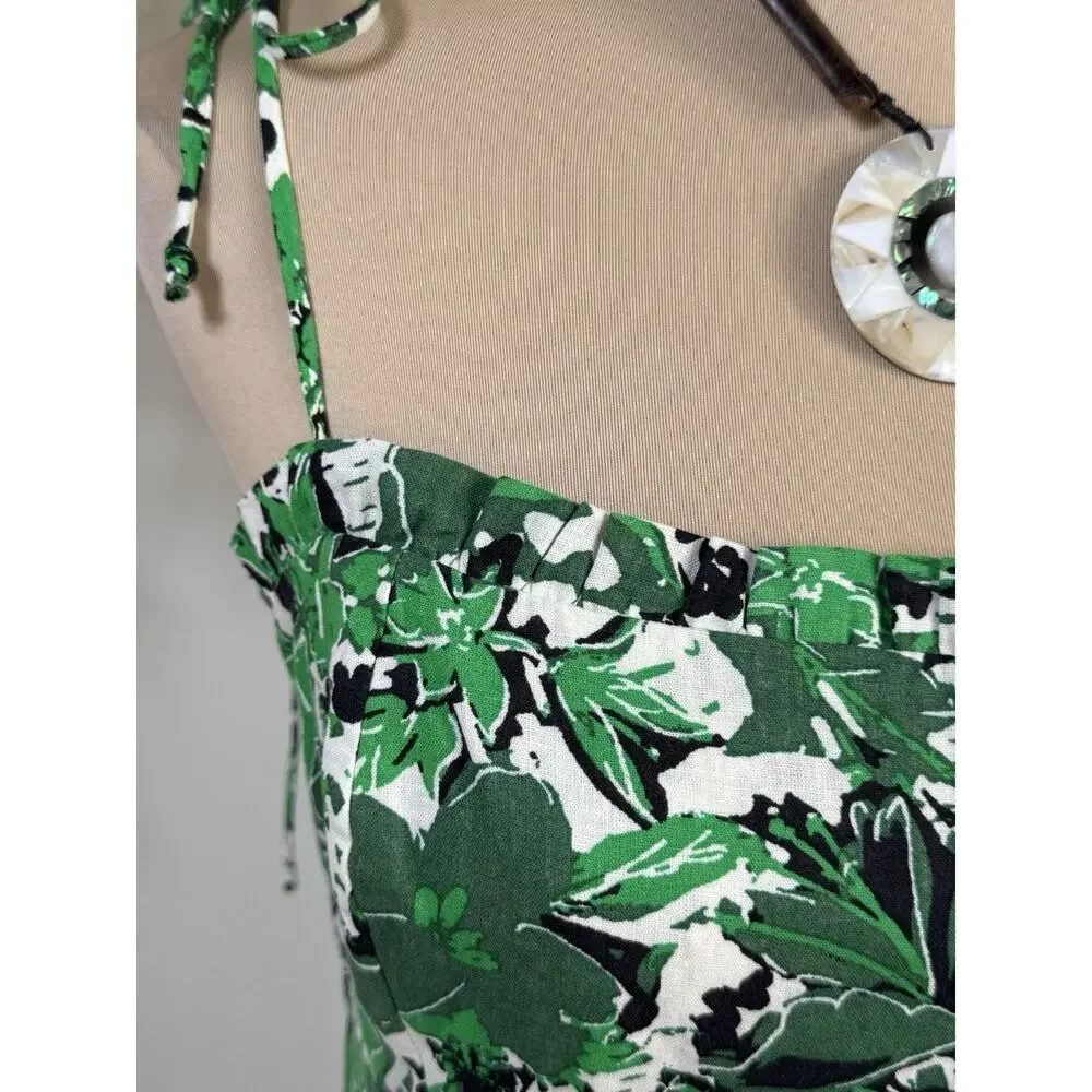 Free People Green Floral Linen Blend Midi Dress Festival Resort Boho | Worn Once - Picture 11 of 11